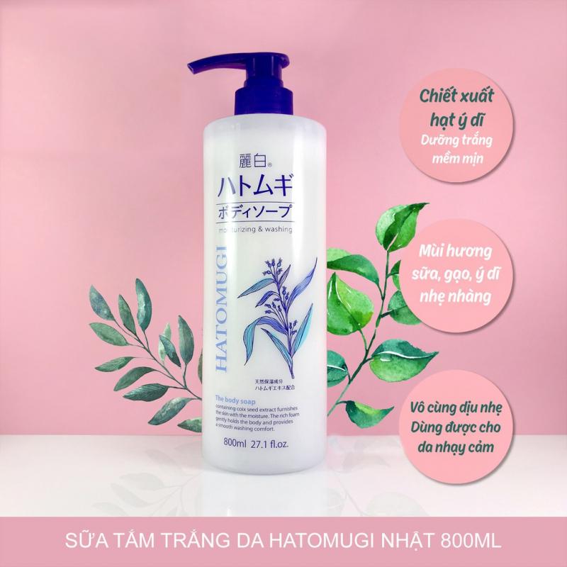 Sữa tắm sáng da Reihaku Hatomugi Body Soap giảm mụn dưỡng ẩm 800ml