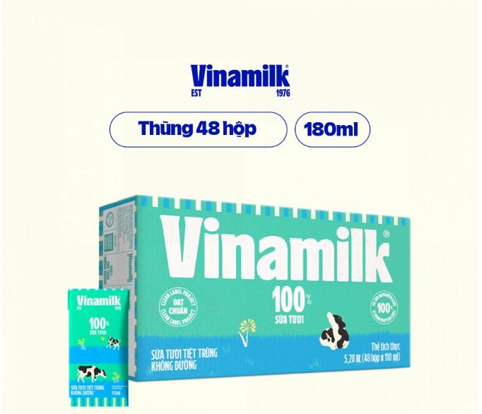 Sữa tươi tiệt trùng Vinamilk không đường