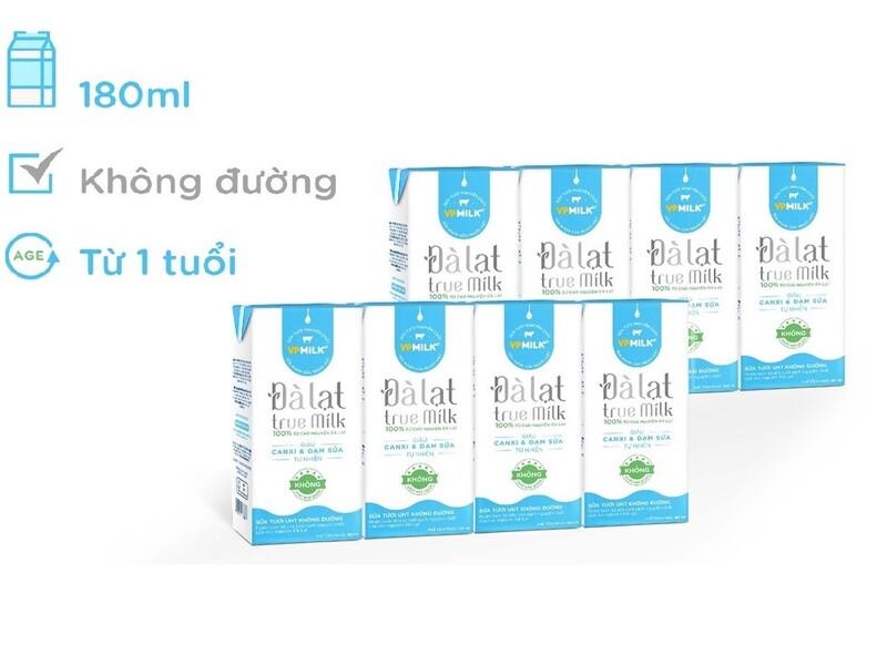 Sữa tươi VPMilk Đà Lạt True Milk không đường