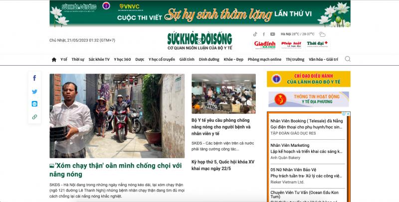 Giao diện website Sức khỏe và đời sống