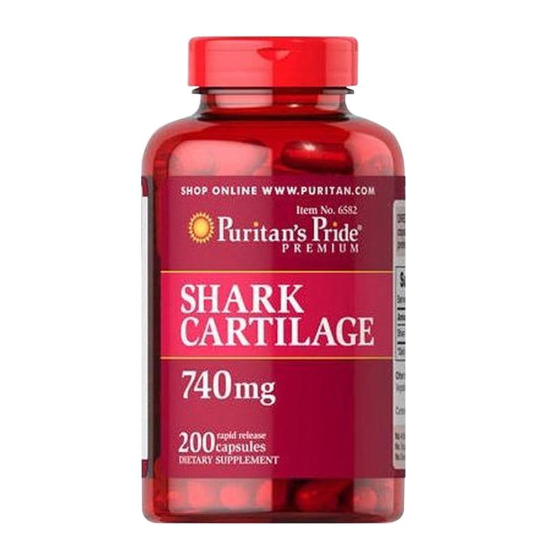 Hỗ trợ xương khớp Sụn Vi Cá Shark Cartilage Puritans Pride 740mg 200 Viên