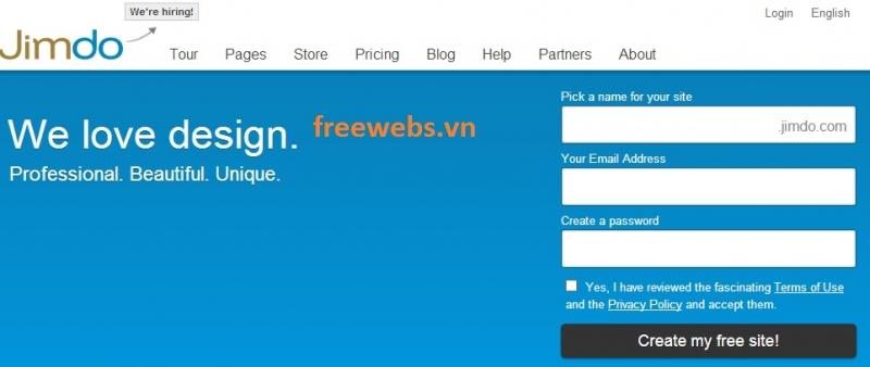 Tạo website dễ dàng với jimdo.com