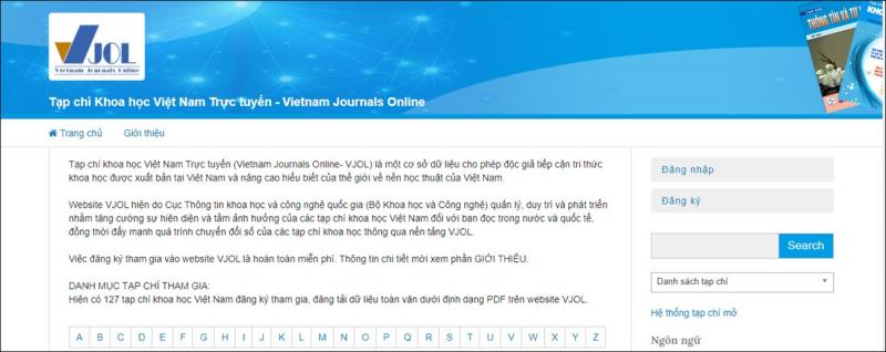 Tạp chí khoa học Việt Nam Trực tuyến (Vietnam Journals Online - VJOL)