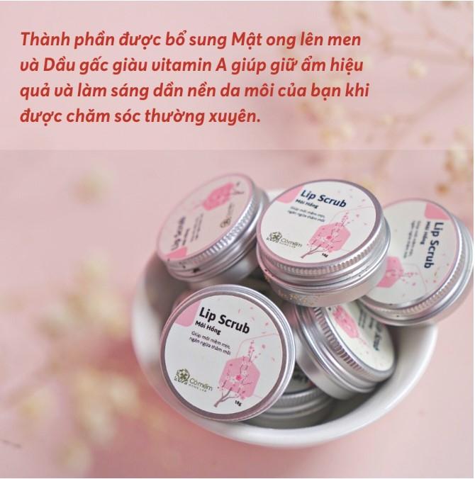 Tẩy da chết môi lip scrub môi hồng giảm thâm dưỡng ẩm cho môi Cỏ Mềm 18g