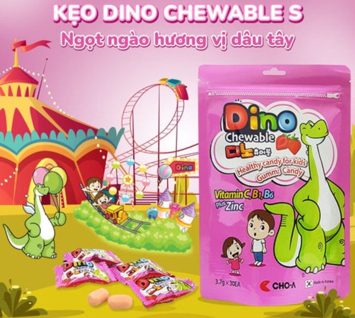 Kẹo dâu vitamin+Zn Dino