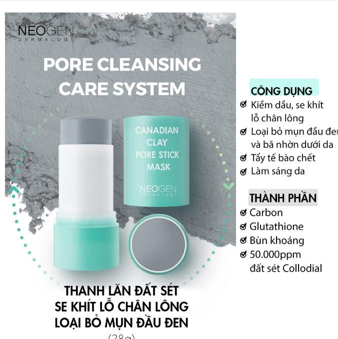 Thanh lăn giảm mụn đầu đen Neogen Canadian Clay Pore Stick mask