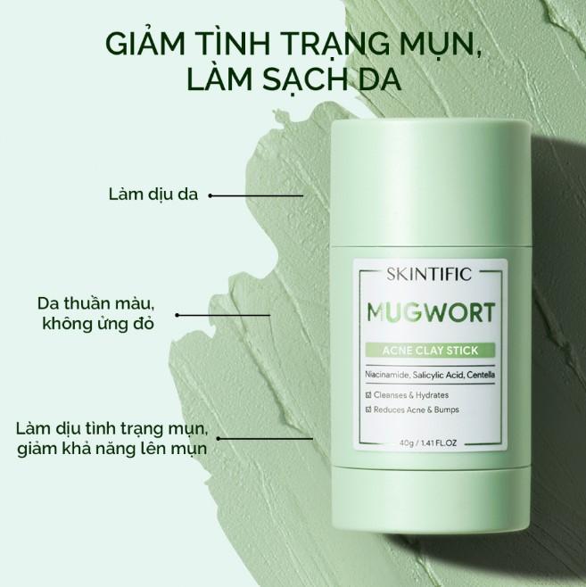 Thanh lăn mặt nạ đất sét ngải cứu Skintific Acne Clay Stick