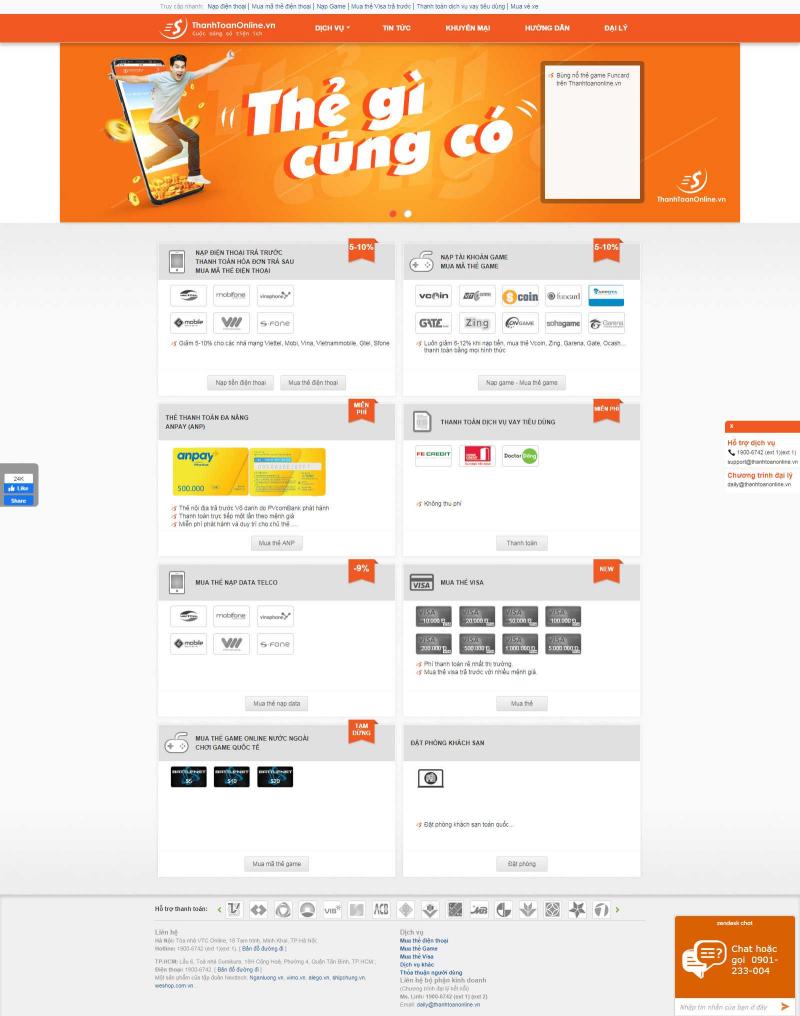 Thanhtoanonline.vn là một trong những hệ thống thẻ nạp trực tuyến tốt nhất tại Việt Nam