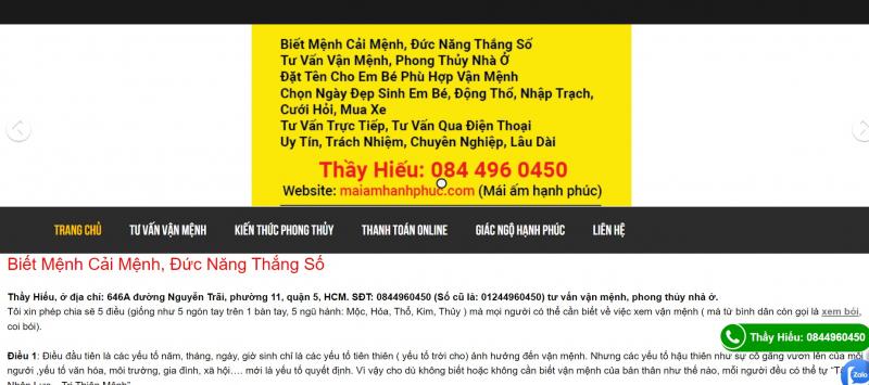 Những dịch vụ thầy Hiếu tư vấn