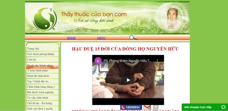 Giao diện website Thầy thuốc của bạn