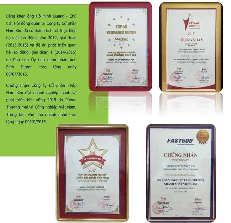 Công ty tôn nam kim đạt nhiều thành tích vượt bậc trong ngành thép