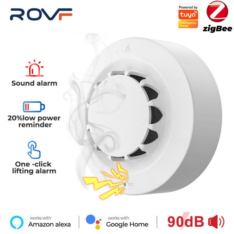 Thiết bị cảm biến báo cháy đầu báo khói không dây Zigbee wifi Rovf