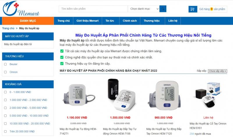 Website Thiết bị Y tế Memart