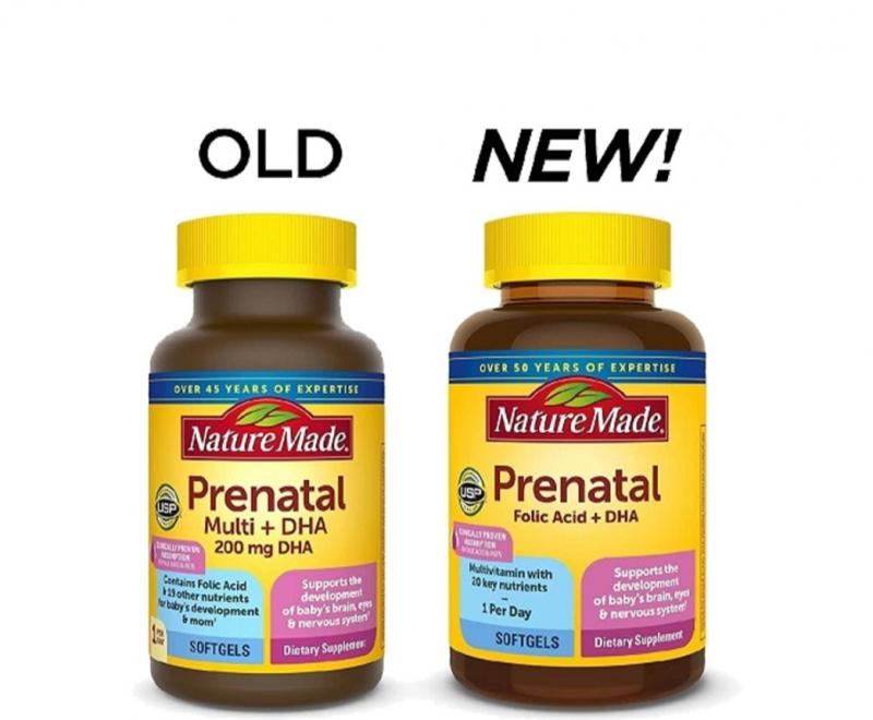 Thực phẩm bổ sung cho phụ nữ mang thai Nature Made Prenatal Folic Acid + DHA