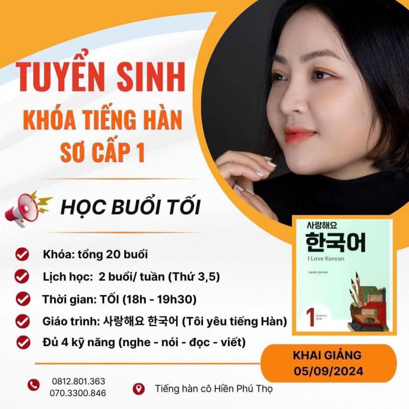 Tiếng Hàn cô Hiền Phú Thọ