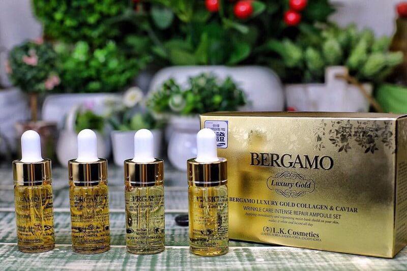 Serum Bergamo Luxury Gold Collagen & Caviar Wrinkle Care Intense Repair Ampoule