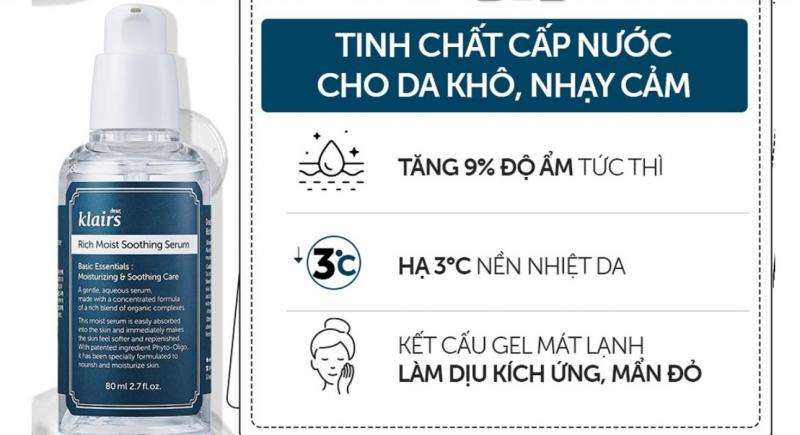 Tinh chất dưỡng ẩm chuyên sâu Dear Klairs Rich Moist Soothing Serum