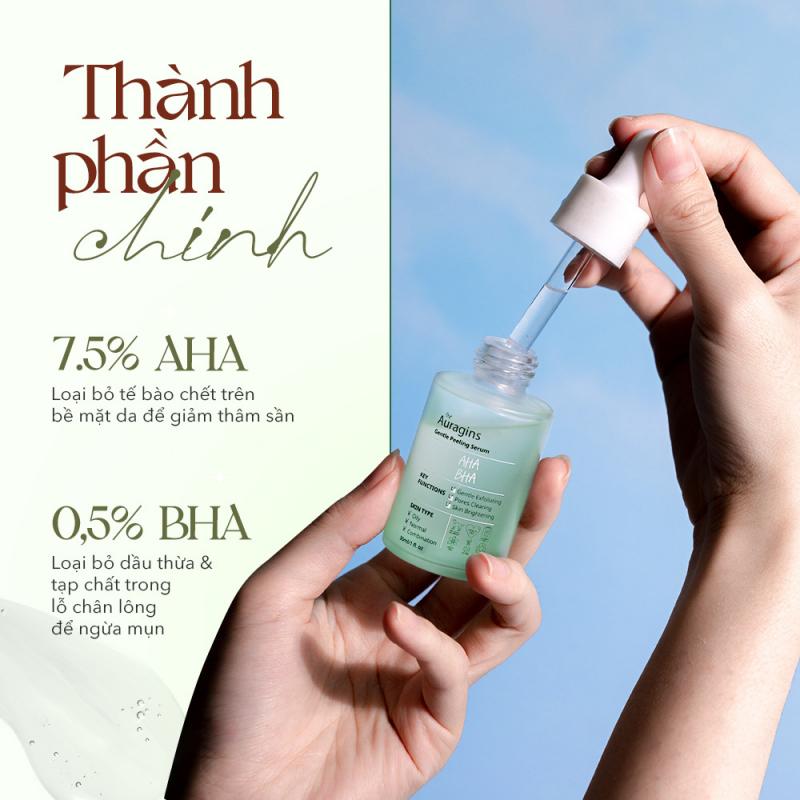 Tinh Chất Tẩy Tế Bào Chết The Auragins 7.5% AHA + 0.5% BHA Gentle Peeling Serum