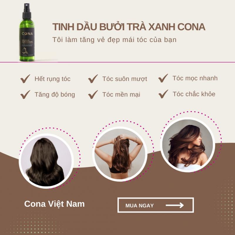 Tinh dầu bưởi và trà xanh giúp mọc tóc Cona giảm rụng tóc, làm tóc mền mượt