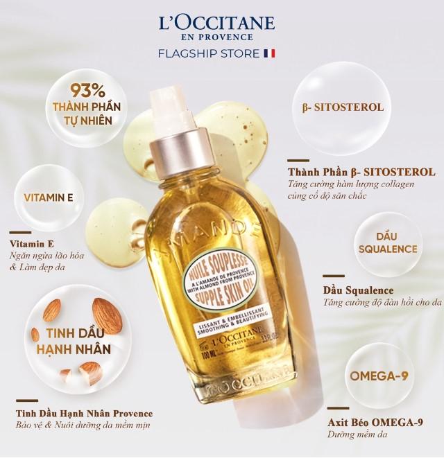 Tinh dầu chống rạn da organic L’Occiatane Almond Supple Skin Oil