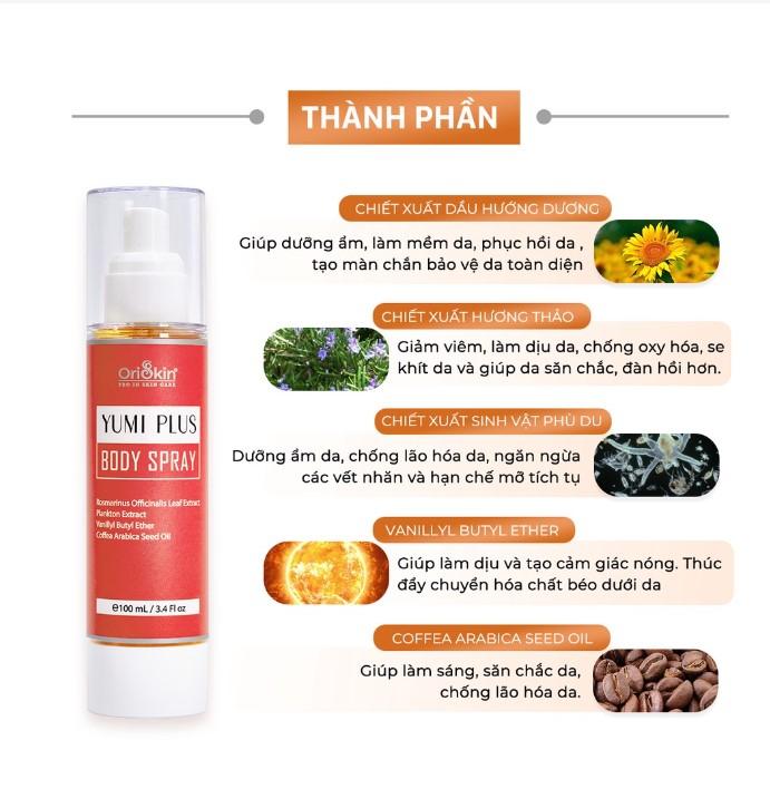 Tinh dầu ủ tan mỡ Oriskin Yumi Plus Body Spray