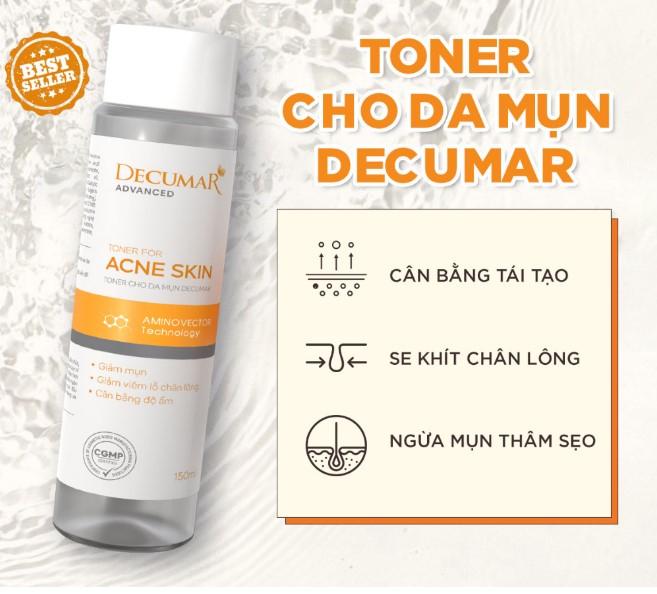 Toner cho da mụn Decumar Nano THC