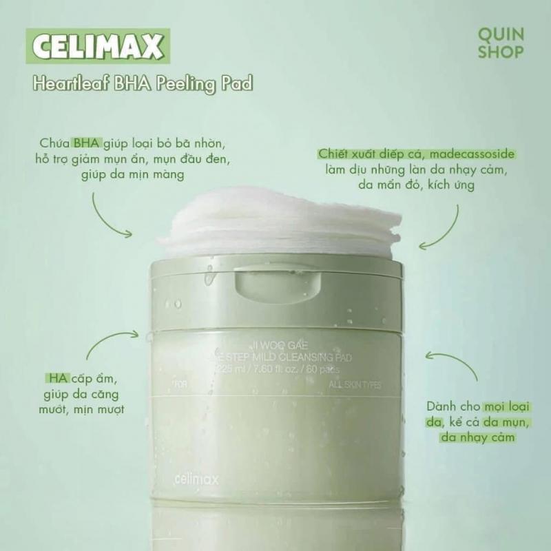 Toner Pad Celimax Ji Woo Gae Heartleaf BHA Peeling Pad