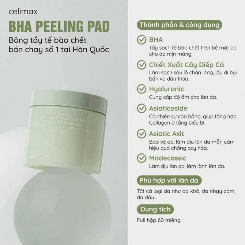 Toner Pad Celimax Ji Woo Gae Heartleaf BHA Peeling Pad