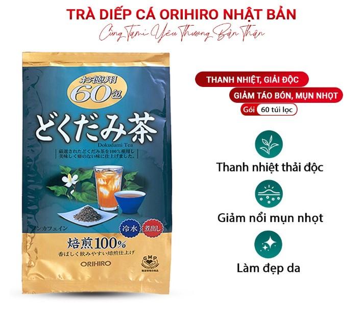 Trà diếp cá Orihiro Nhật Bản thanh nhiệt, giải độc, giảm táo bón, mụn nhọt và làm đẹp da gói 60 túi lọc