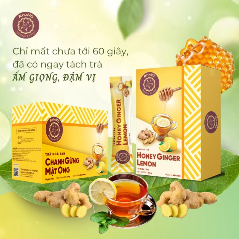 Trà hòa tan chanh gừng mật ong RitaVõ Premium Cafe