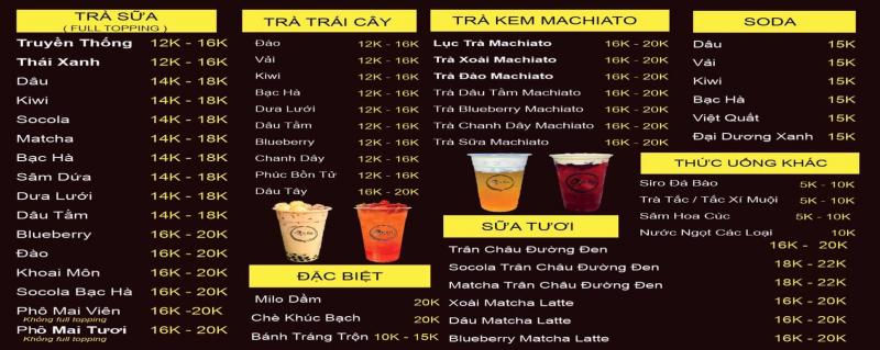 Menu quán Trà sữa Bối Bối