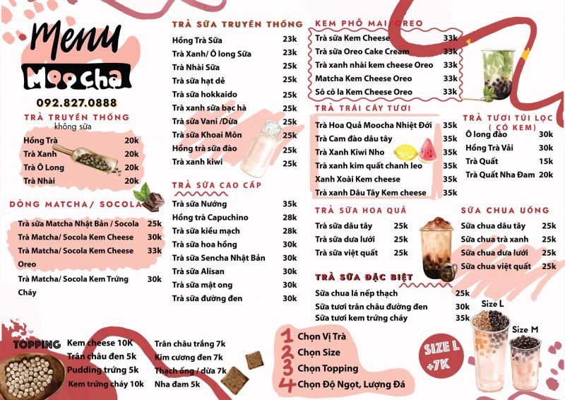 Menu trà sữa Moocha