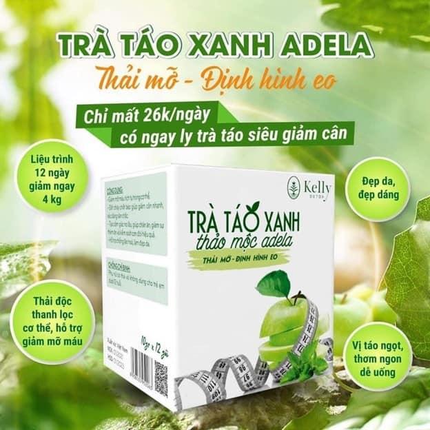 Trà táo xanh giảm cân Kelly thảo mộc Adela detox