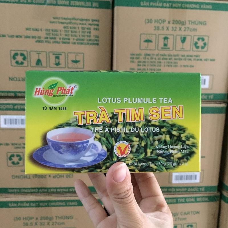 Trà tim sen Hùng Phát giúp an thần, hỗ trợ giấc ngủ (Hộp 25 Gói)