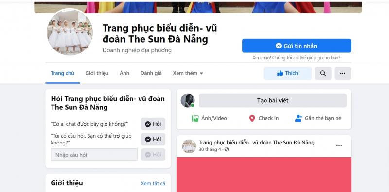Giao diện facebook Vũ đoàn The Sun Đà Nẵng