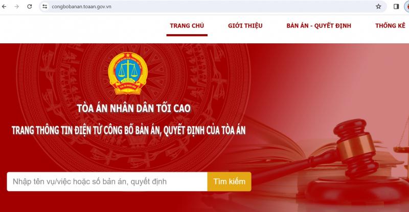 Trang thông tin điện tử công bố bản án, quyết định của tòa án