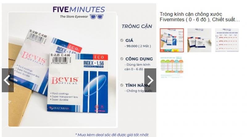 Tròng kính cận chống xước Fivemintes