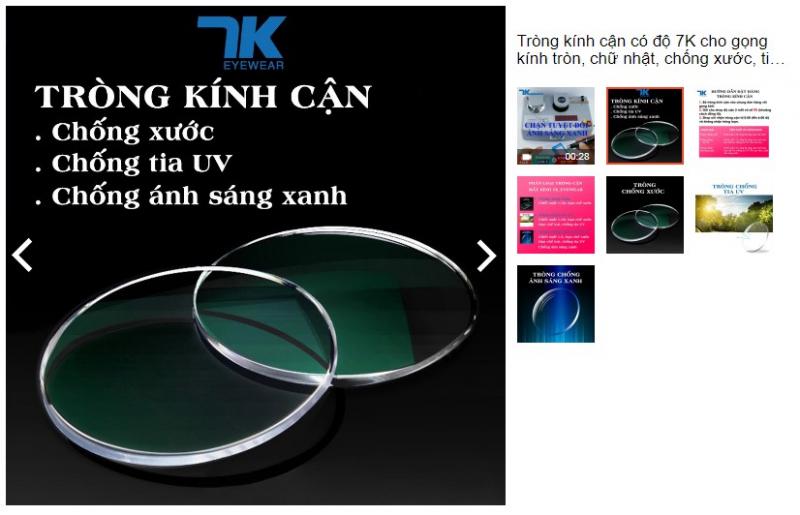 Tròng kính cận có độ 7K Hàn Quốc