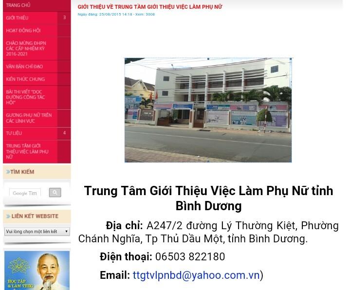 Trung tâm giới thiệu việc làm phụ nữ tỉnh Bình Dương