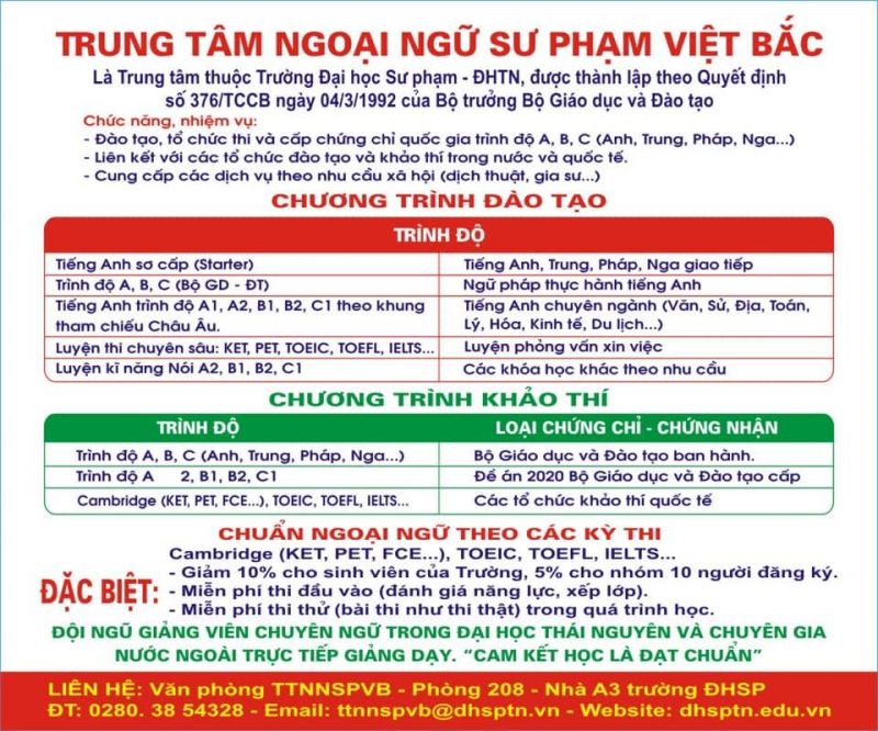 Trung tâm Ngoại ngữ Sư phạm Việt Bắc