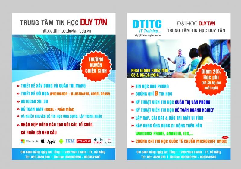 Các khóa học thường xuyên tại trung tâm tin học Duy Tân.