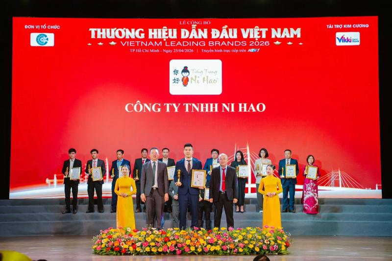 Trung tâm tiếng Trung Ni Hao được vinh danh trong Top 30 Thương hiệu Uy tín Quốc gia năm 2026.