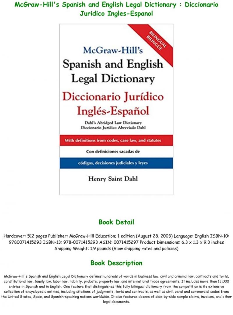 Từ điển pháp lý tiếng Tây Ban Nha và tiếng Anh McGraw-Hill của Henry Saint Dahl