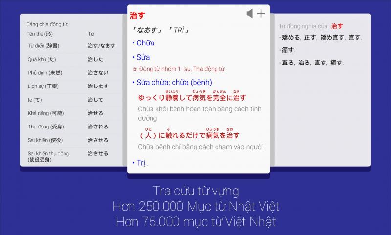 Từ điển tiếng Nhật là ứng dụng tích hợp toàn bộ từ vựng với nhiều chủ đề khác nhau từ kinh tế, chính trị, xã hội, giáo dục