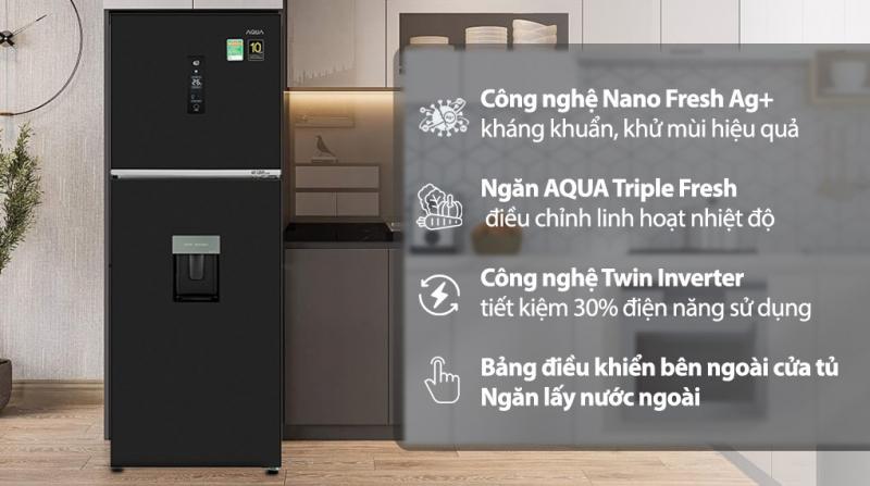 Tủ lạnh ngăn đông trên Aqua 318 lít AQR-T369FA(WBS)