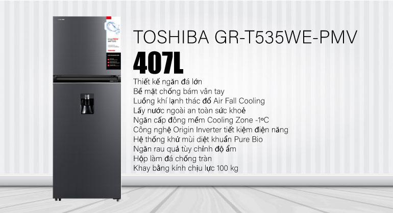 Tủ lạnh Toshiba Inverter 407 lít GR-RT535WE-PMV(06)-MG