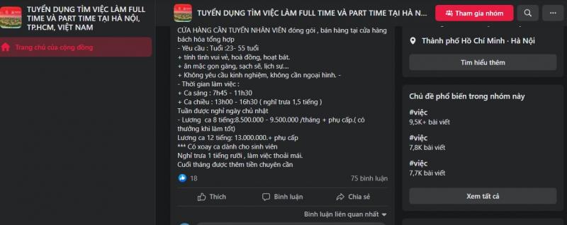 Tuyển dụng tìm việc làm full time và part time tại Hà Nội, TP.HCM, Việt Nam