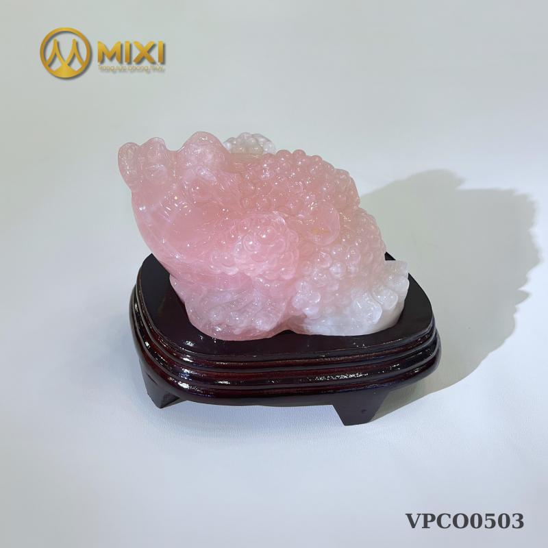 Thiềm Thừ (Cóc ngậm tiền) thạch anh hồng – Linh vật mang may mắn tài lộc