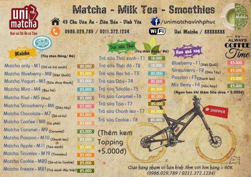 Top 9 Quán trà sữa ngon và chất lượng nhất TP. Vĩnh Yên, Vĩnh Phúc