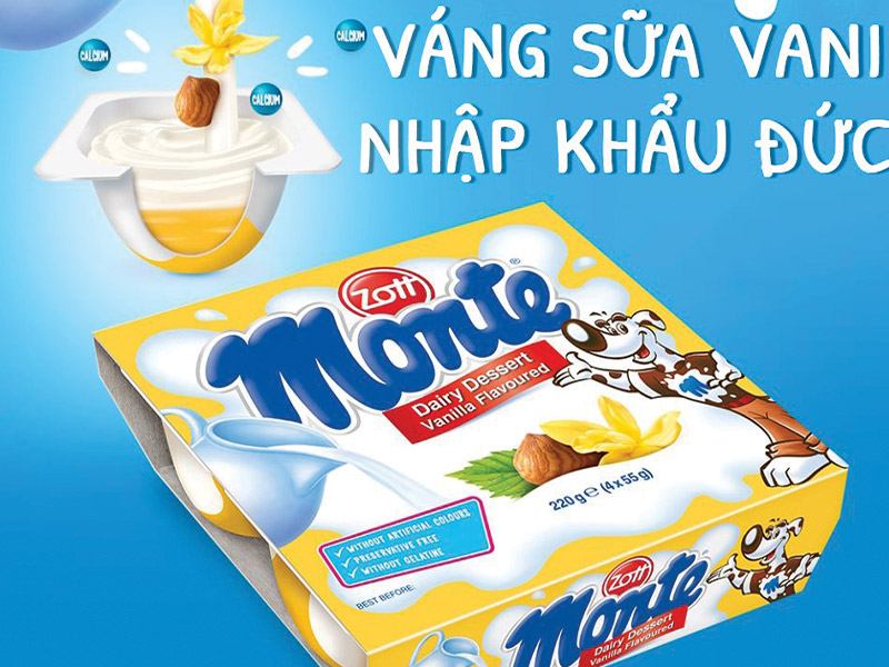 Váng sữa Monte có vị thơm, ngon, kích thích vị giác của các bé, giúp các bé ăn ngon hơn.